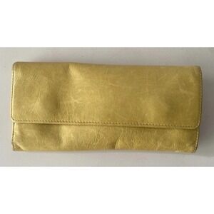 Hobo International Sadie Wallet Trifold Leather Coin Purse Chartreuse Yellow Vtg